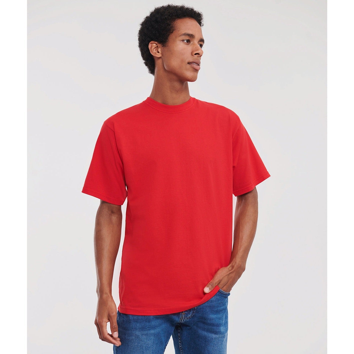Russell Europe Super Ringspun Classic T-Shirt Bright Red Cotton Sizes XS-4XL