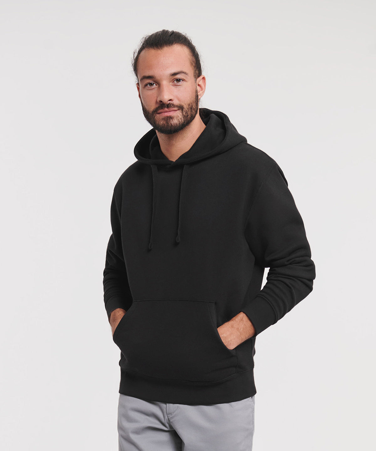 Russell Europe Authentic Hooded Sweatshirt Black Contemporary Fit Premium Fabric