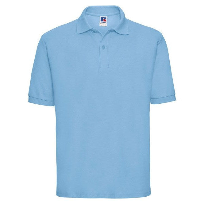 Russell Europe Classic Polycotton Polo Shirt Sky Blue Soft Comfortable Fit