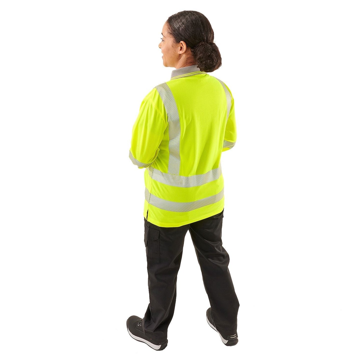 Supertouch Ladies Hi Vis Yellow Jaya Long Sleeve Polo with UPF 40+ Protection