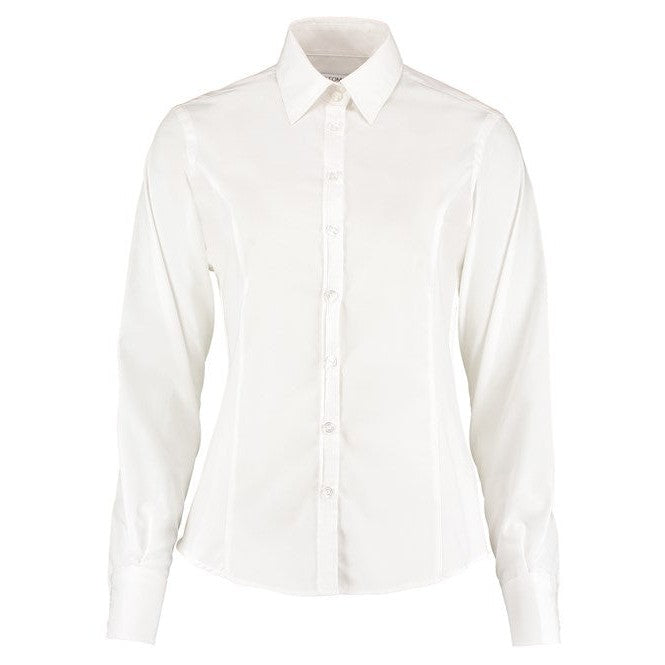 Kustom Kit Women's Long Sleeve Business Blouse Tailored Fit Easy Iron Shirt
