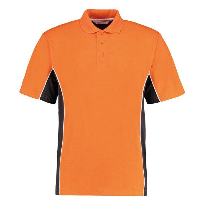 Kustom Kit Track Polo Classic Fit Orange Graphite White Contrast Panels S-3XL