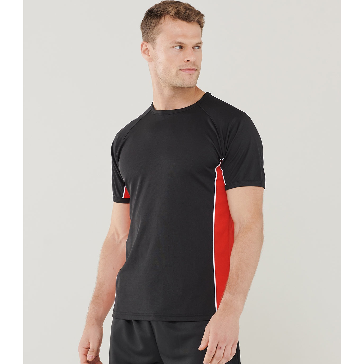 Finden & Hales Performance Panel T-Shirt Wicking Fabric Crew Neck Sportswear