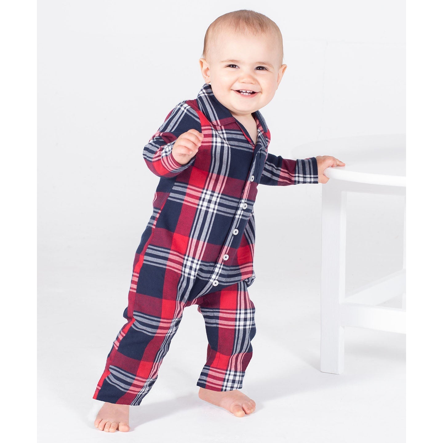 Larkwood Tartan All-In-One for Babies, Tag-Free, Cotton Flannel, Sizes 0-36mths