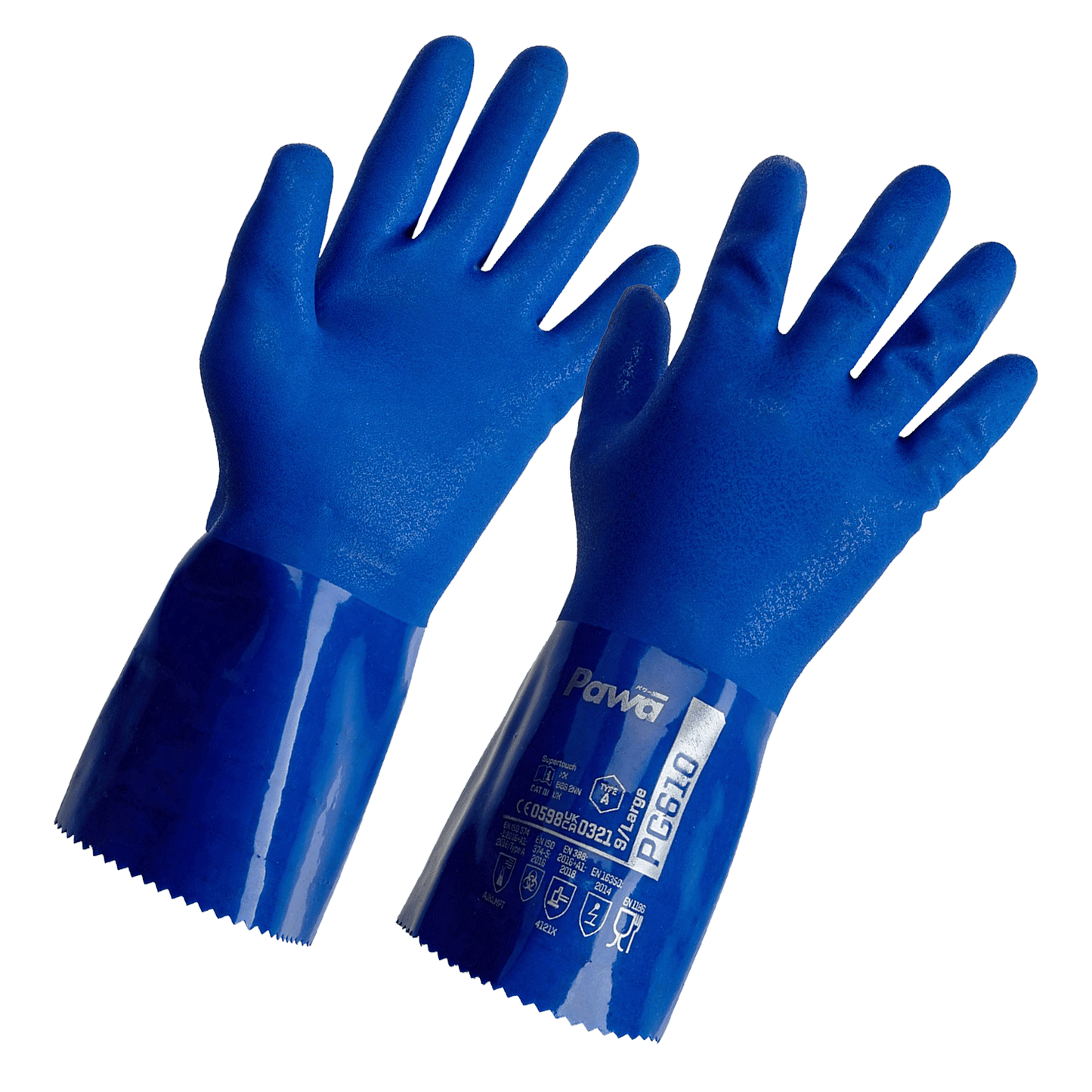 Pawa PG610 Type A Chemical Resistant Gloves with PVC Coating and Grip