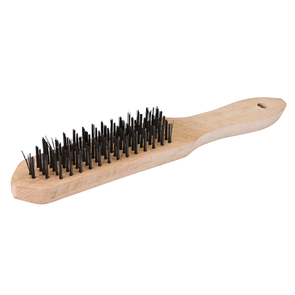 Silverline Heavy Duty 6 Row Wire Brush with Wooden Handle 290mm Bristle 25mm