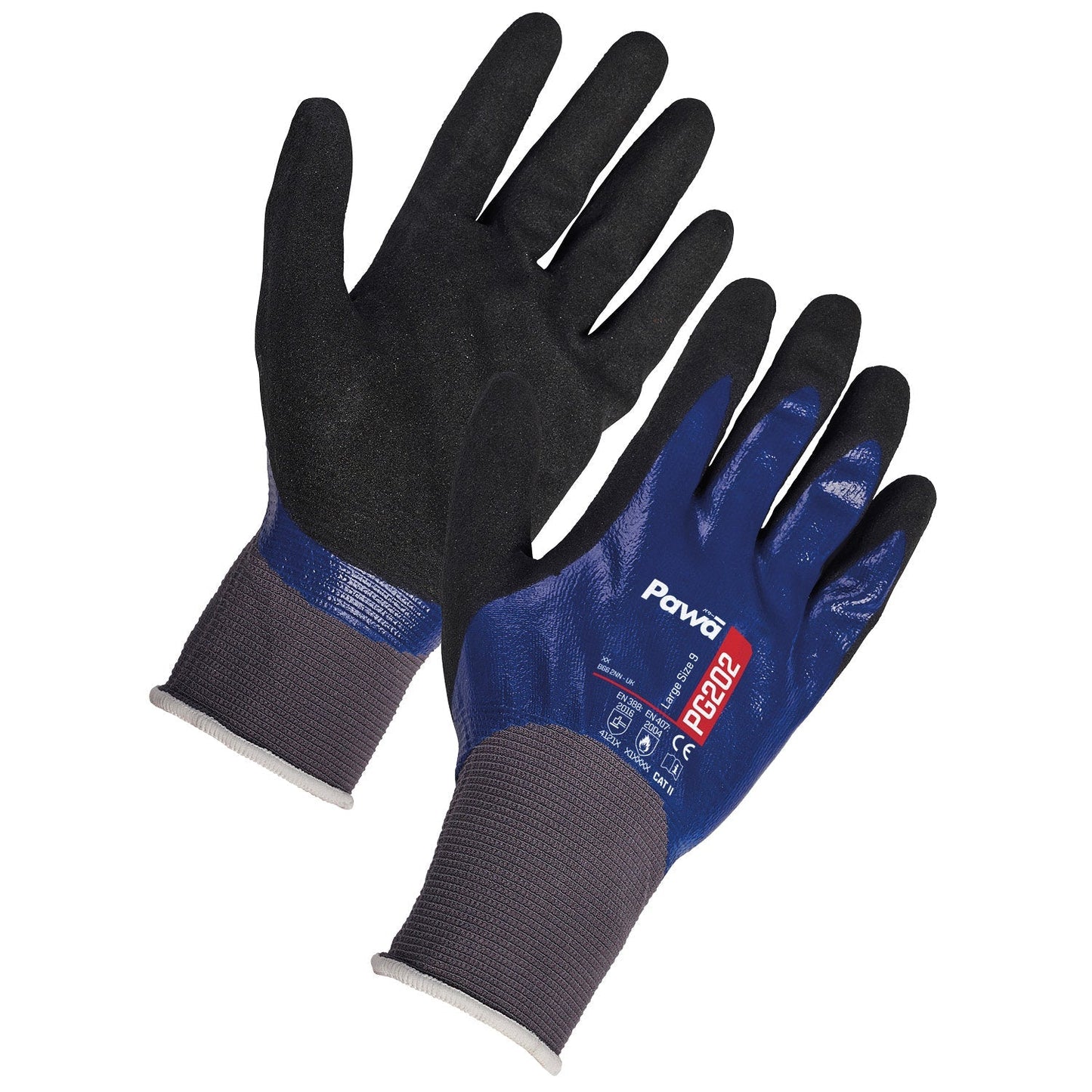 Pawa PG241 Thermal Gloves Water Resistant Dual Dipped Grip Seamless Liner