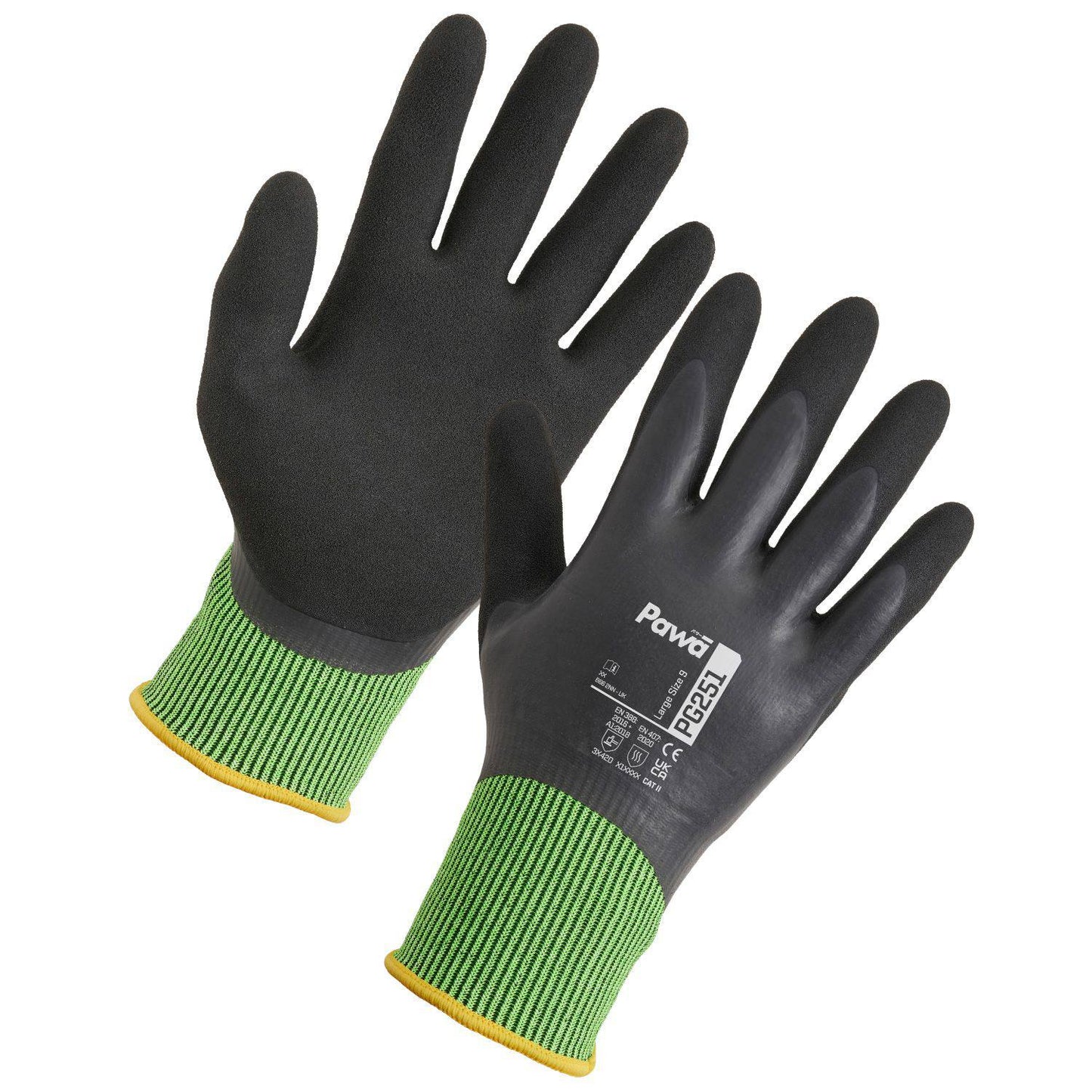 Pawa PG251 Water Resistant Anti-Cut Gloves Level D Cut Protection 12 Pairs