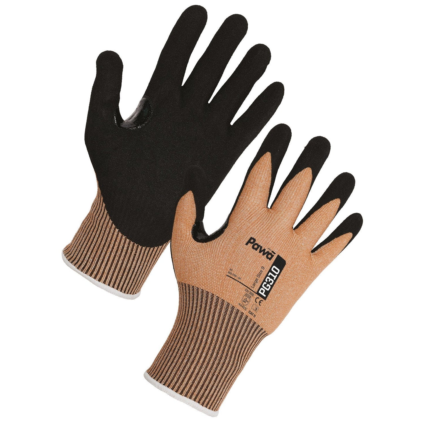 Pawa PG310 Cut-Resistant Gloves Level C Touchscreen Sandy Nitrile Grip