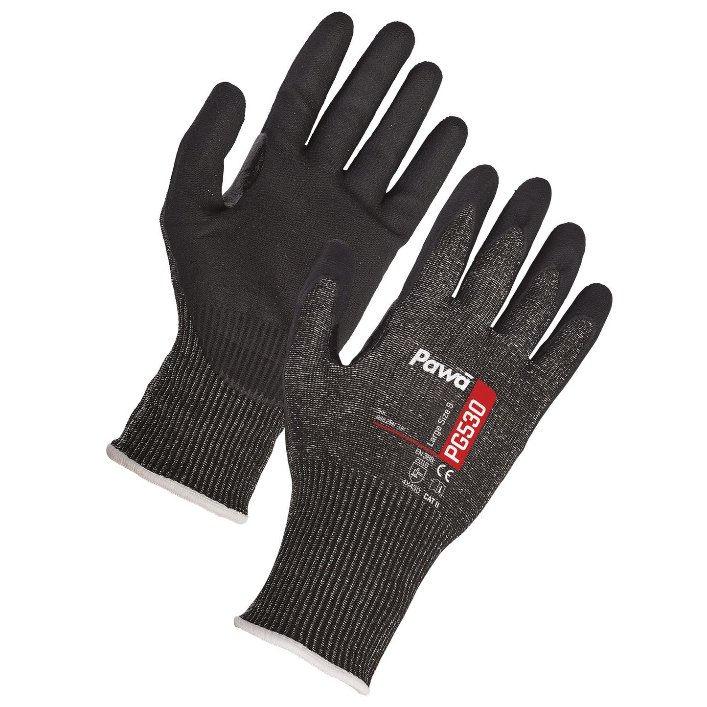 Pawa PG530 Anti-Cut Gloves Breathable Nitrile Coating Cut Level D 12 Pairs