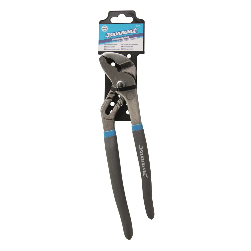 Silverline 250mm Waterpump Pliers Chrome Vanadium Soft-Grip Handles 30mm Jaw
