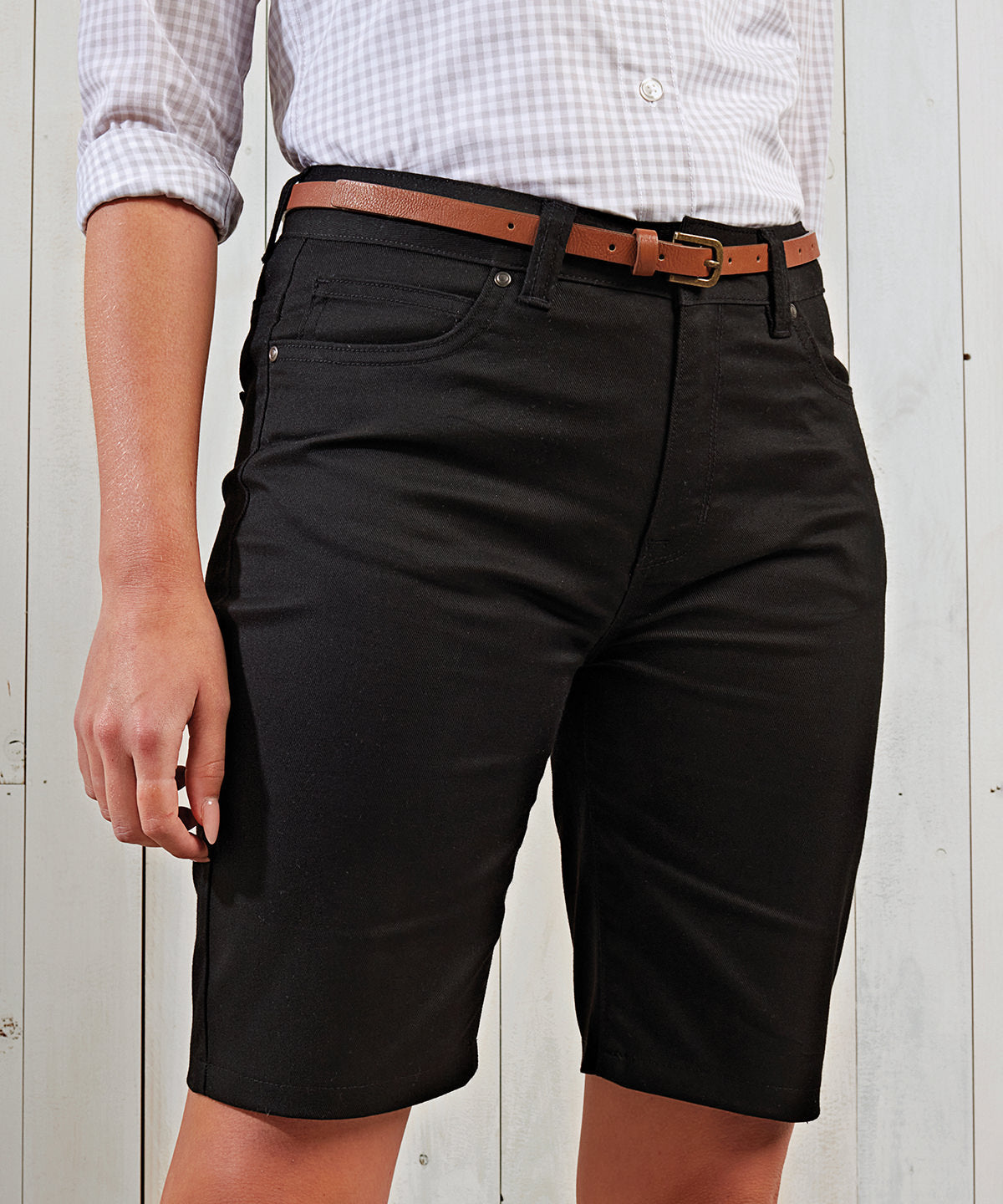 Premier Women's Chino Shorts Stretch Fabric Belt Loops Pockets Casual Wear