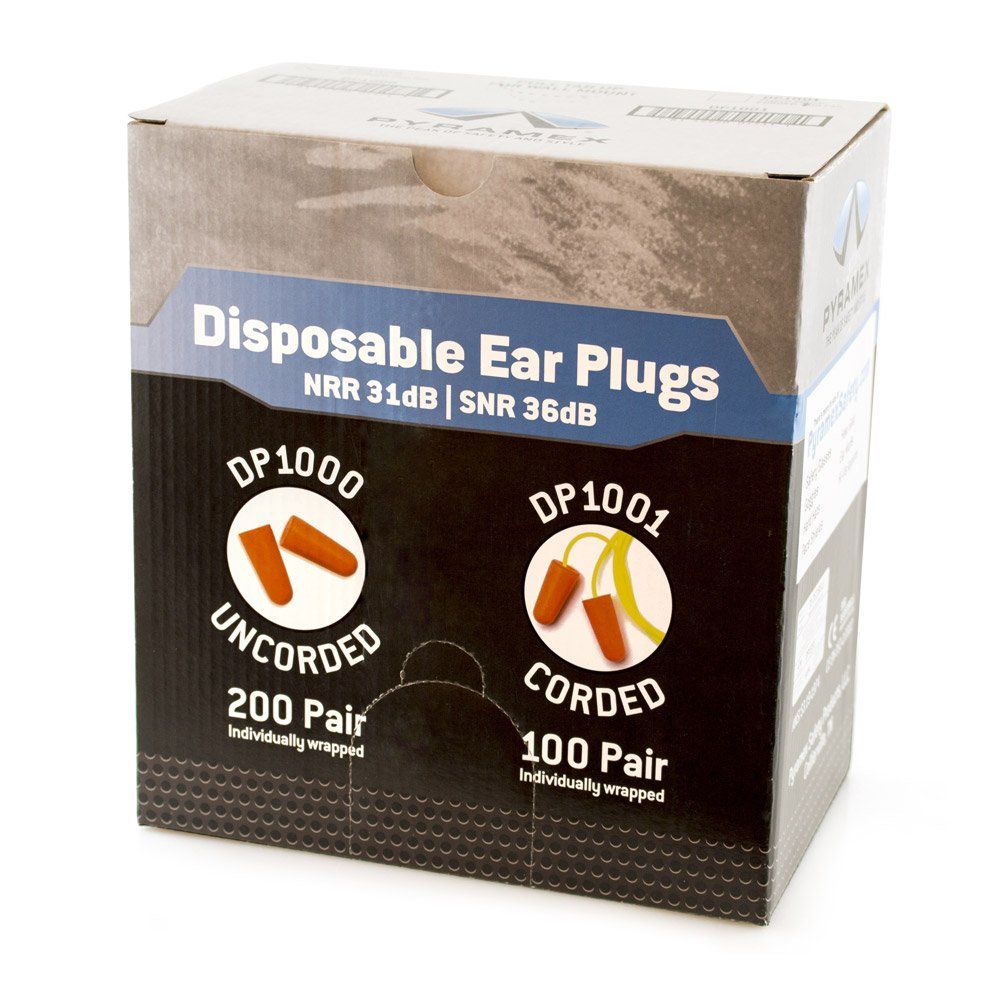 Pyramex Ear Plugs SNR 36dB Soft Foam Tapered Hi-Vis Orange 100 Pairs Boxed