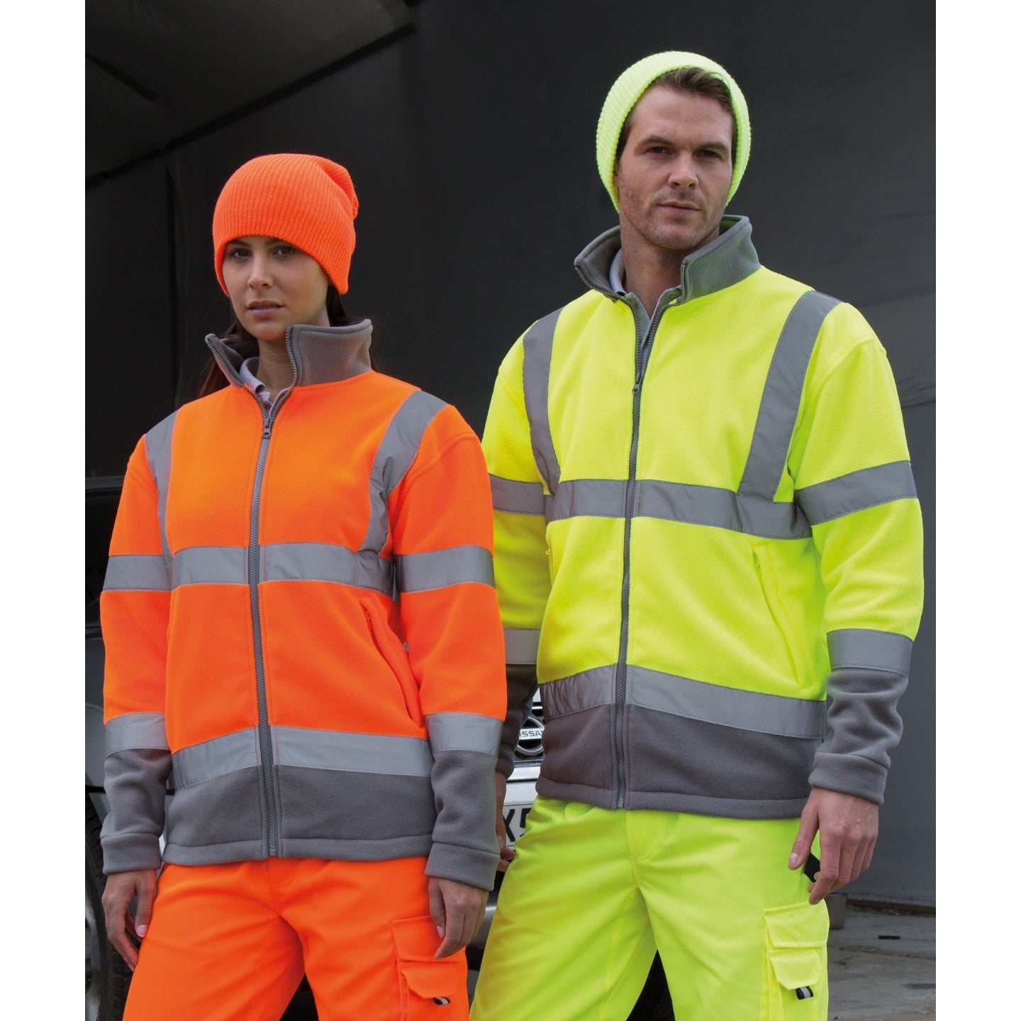 Result Safeguard Safety Microfleece Fleece Jacket Class 2 Reflective Orange/Grey