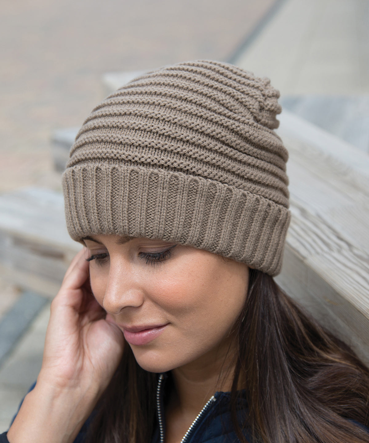 Result Winter Essentials Braided Beanie Hat with Polartherm Fleece Lining