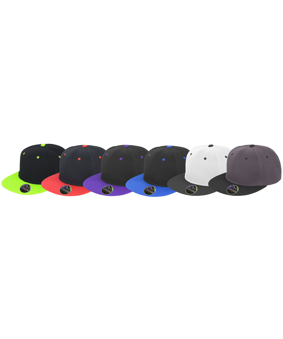 Result Headwear Bronx Flat Peak Snapback Cap Dual Colour Retro Style