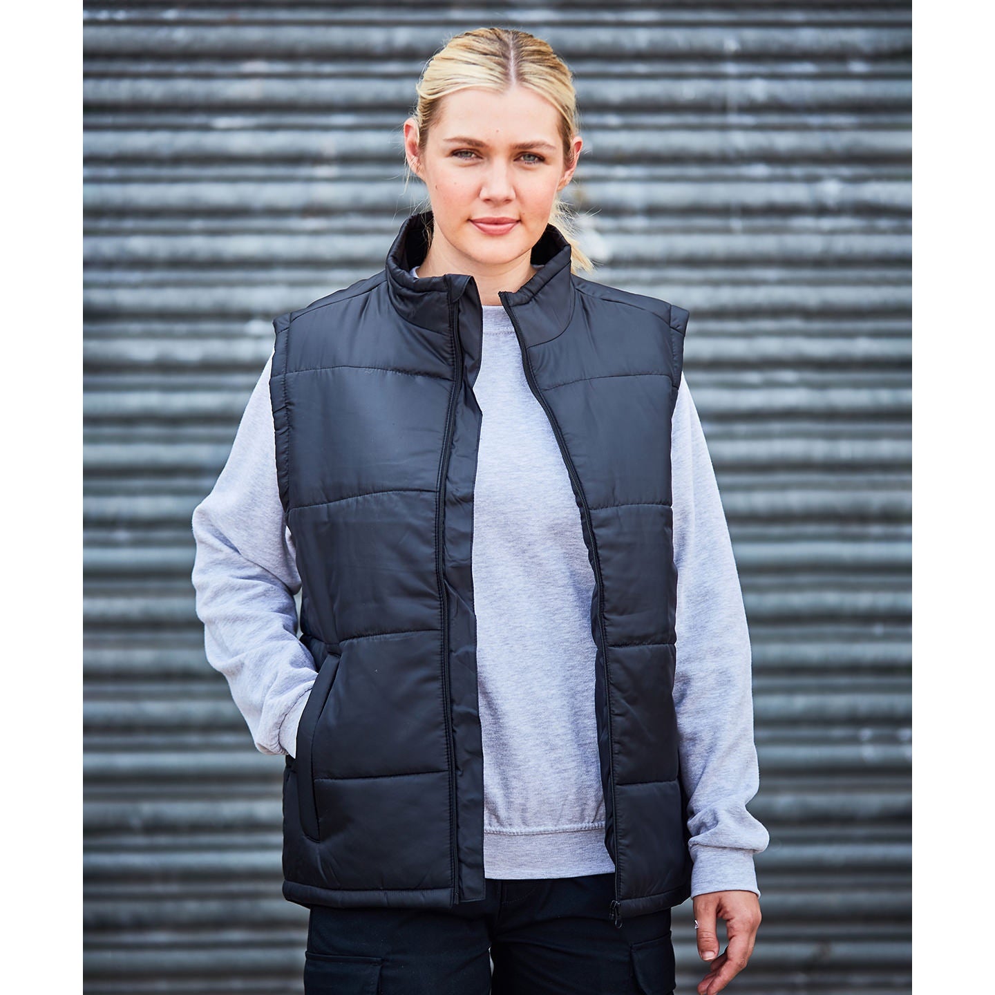 Prortx Pro Bodywarmer Quilted Fleece-Lined Stand Collar Zipped Pockets