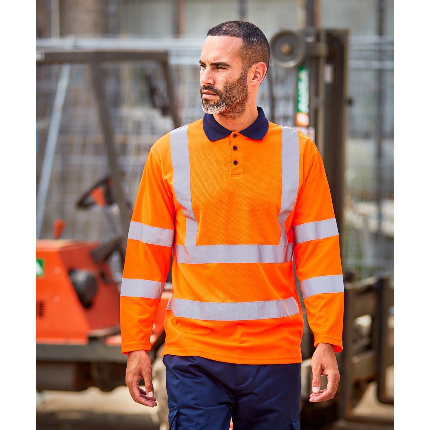 Prortx High Visibility Long Sleeve Polo Shirt Class 3 EN ISO 20471 Safety Wear