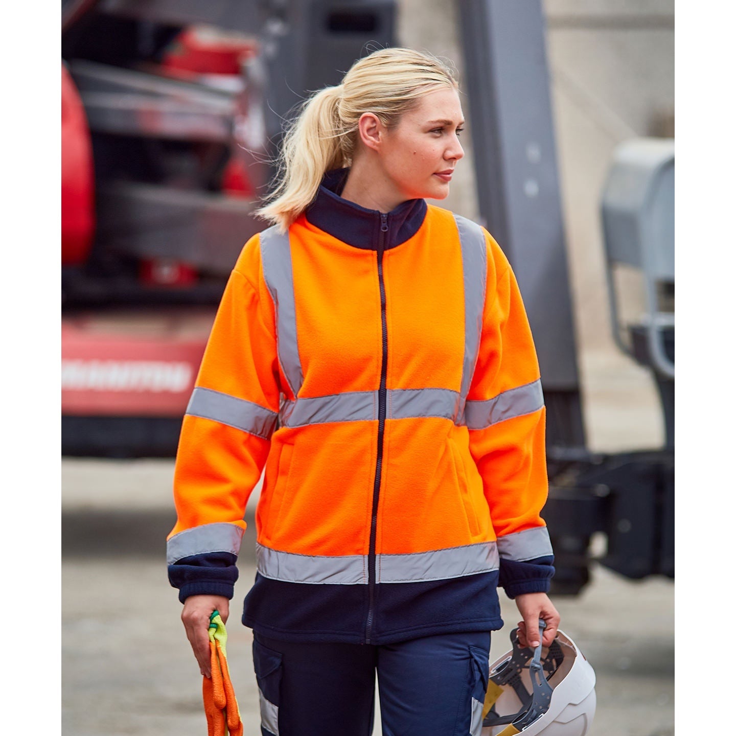Prortx High Visibility Full-Zip Fleece Jacket Class 3 Reflective Workwear