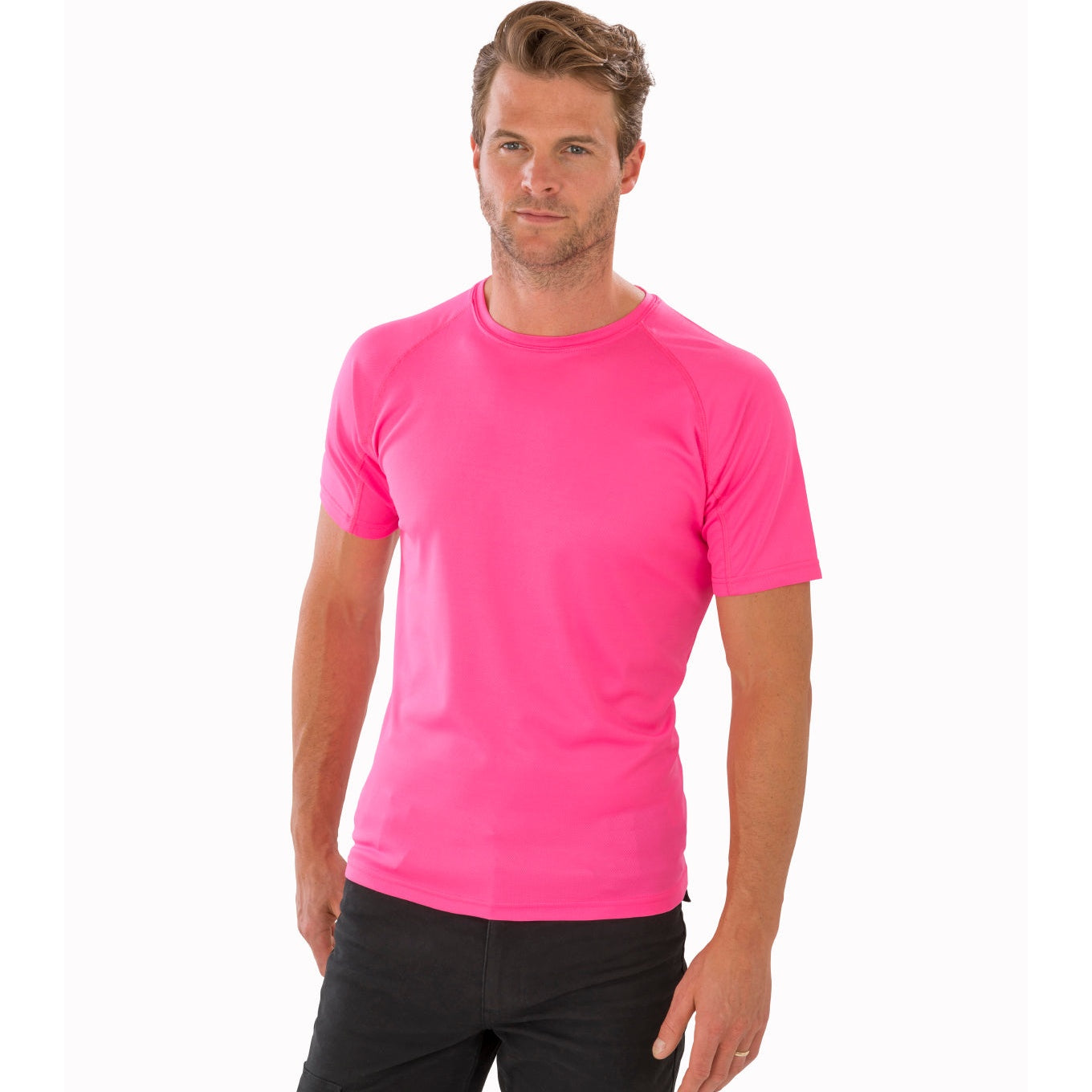 Spiro Performance Aircool Tee Super Pink Quick-Dry Breathable Mesh Fabric