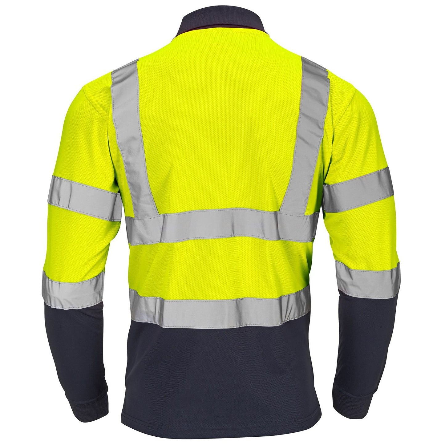 Supertouch Hi-Vis 2 Tone Yellow Long Sleeve Polo Shirt UPF 40+ Breathable