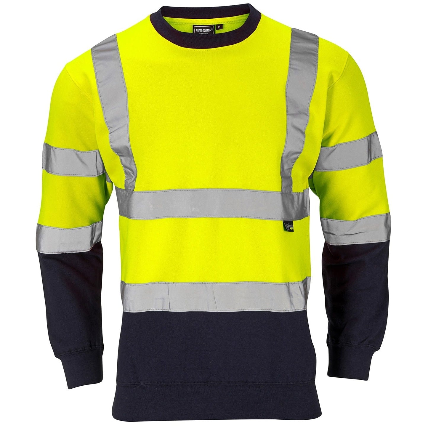 Supertouch Hi-Vis 2 Tone Yellow Sweatshirt with Navy Contrast for Safety