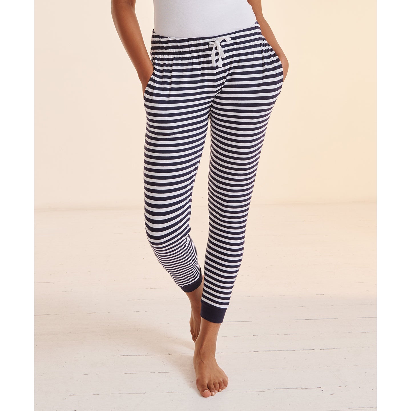 SF Women's Cuffed Lounge Pants with Elasticated Waistband and Pockets