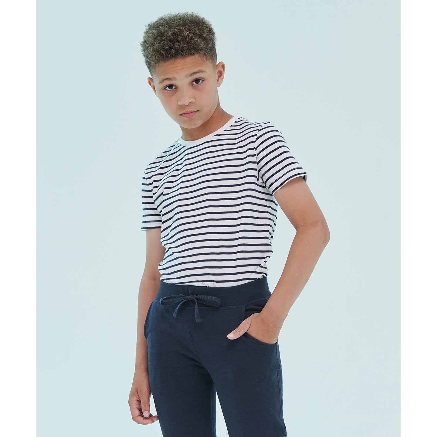 Sf Minni Kids Striped T-Shirt Unisex Cotton Jersey Regular Fit Size 5-12