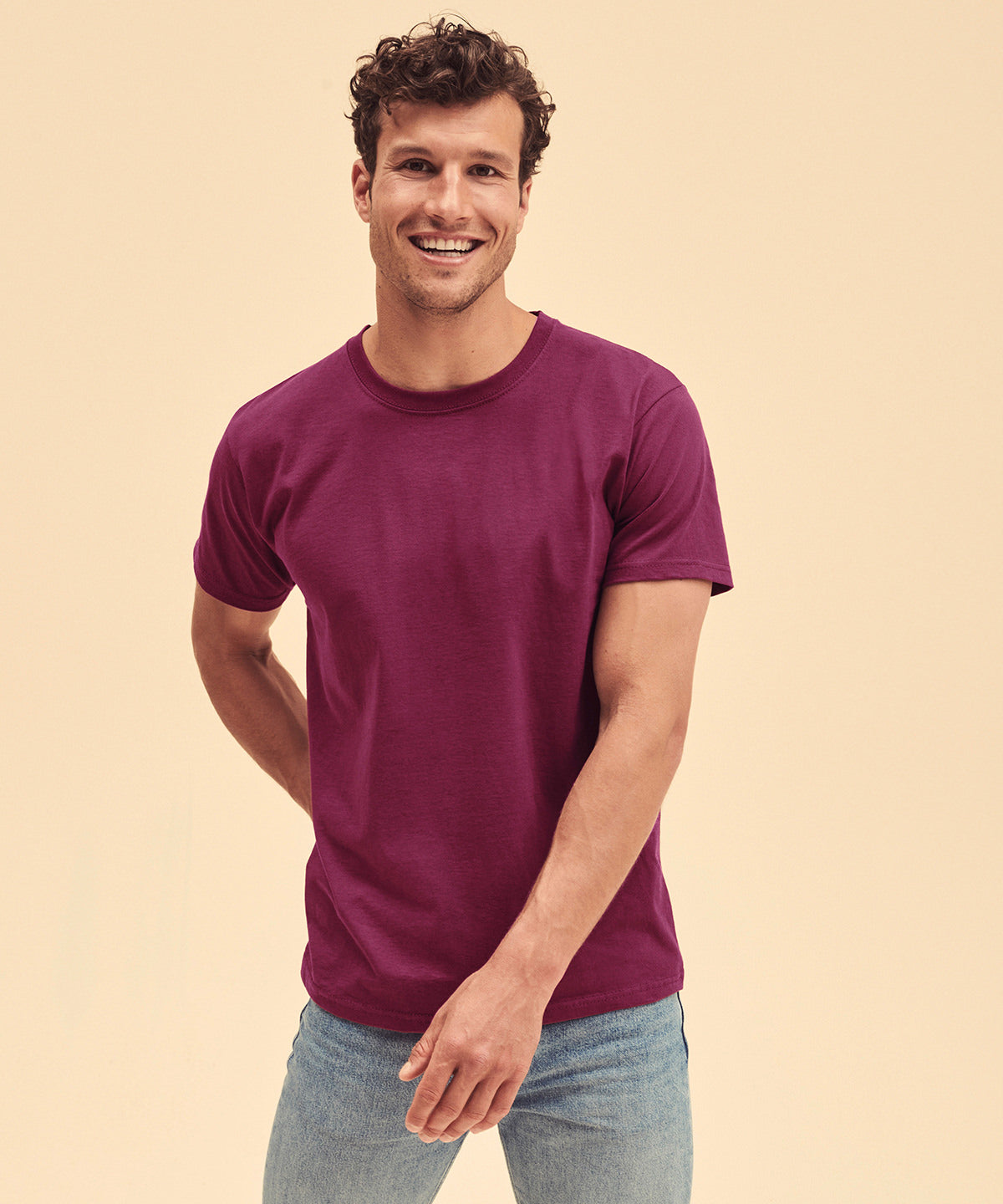 Fruit Of The Loom Valueweight T-Shirt Azure Blue Crew Neck Cotton Classic Fit