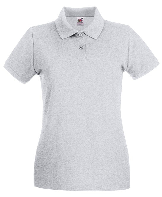 Fruit Of The Loom Women's Premium Polo Shirt Heather Grey Feminine Fit XS-2XL