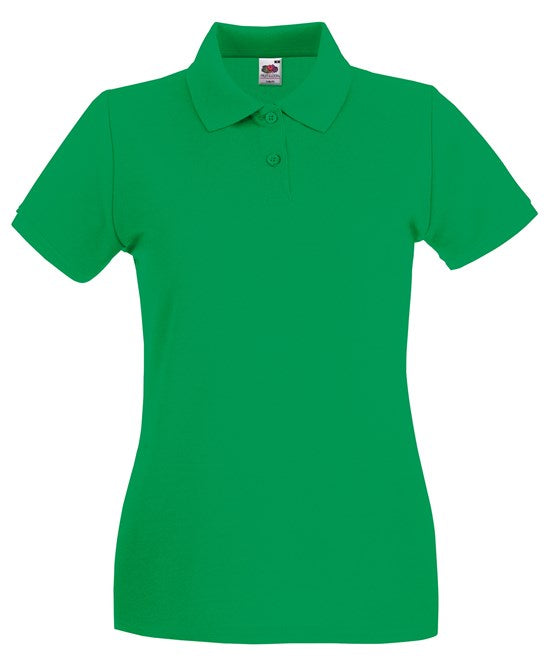 Fruit Of The Loom Women's Premium Polo Shirt Kelly Green Feminine Fit XS-2XL