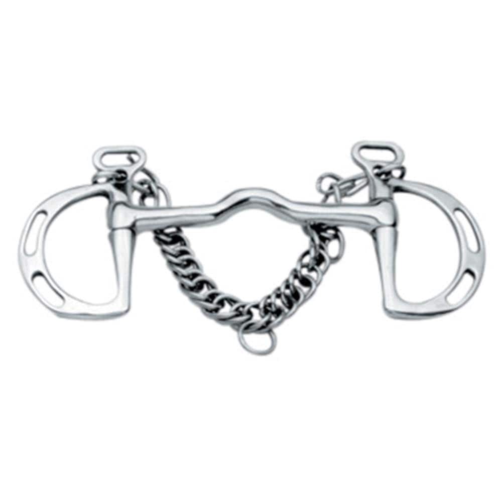 Korsteel Horse Stainless Steel Cambridge Mouth Slotted Ring Kimblewick Bit
