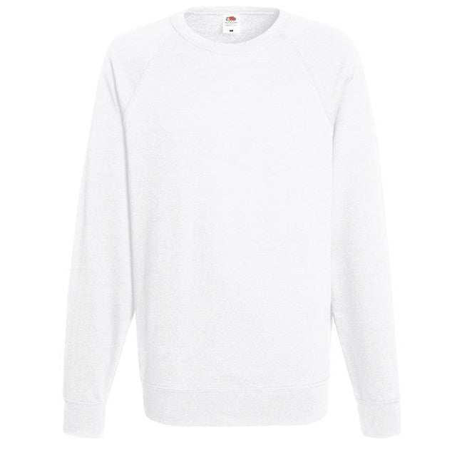 Fruit Of The Loom Lightweight Raglan Sweatshirt 100% Cotton Unbrushed Fleece