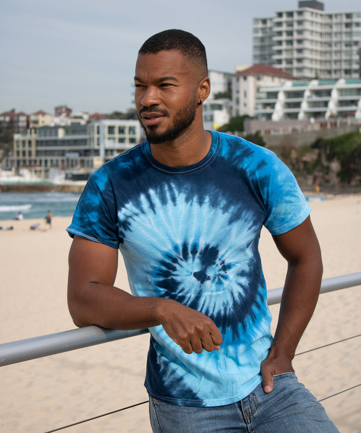 Colortone Blue Ocean Tie-Dye Shirt Heavyweight Cotton Unique Design S-2XL