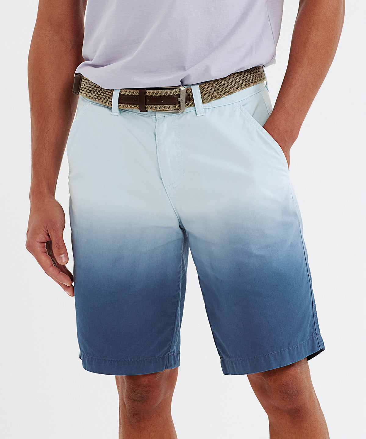 Wombat Men's Dip-Dye Chino Shorts with Pockets, Rollable Hems, Cotton Fabric