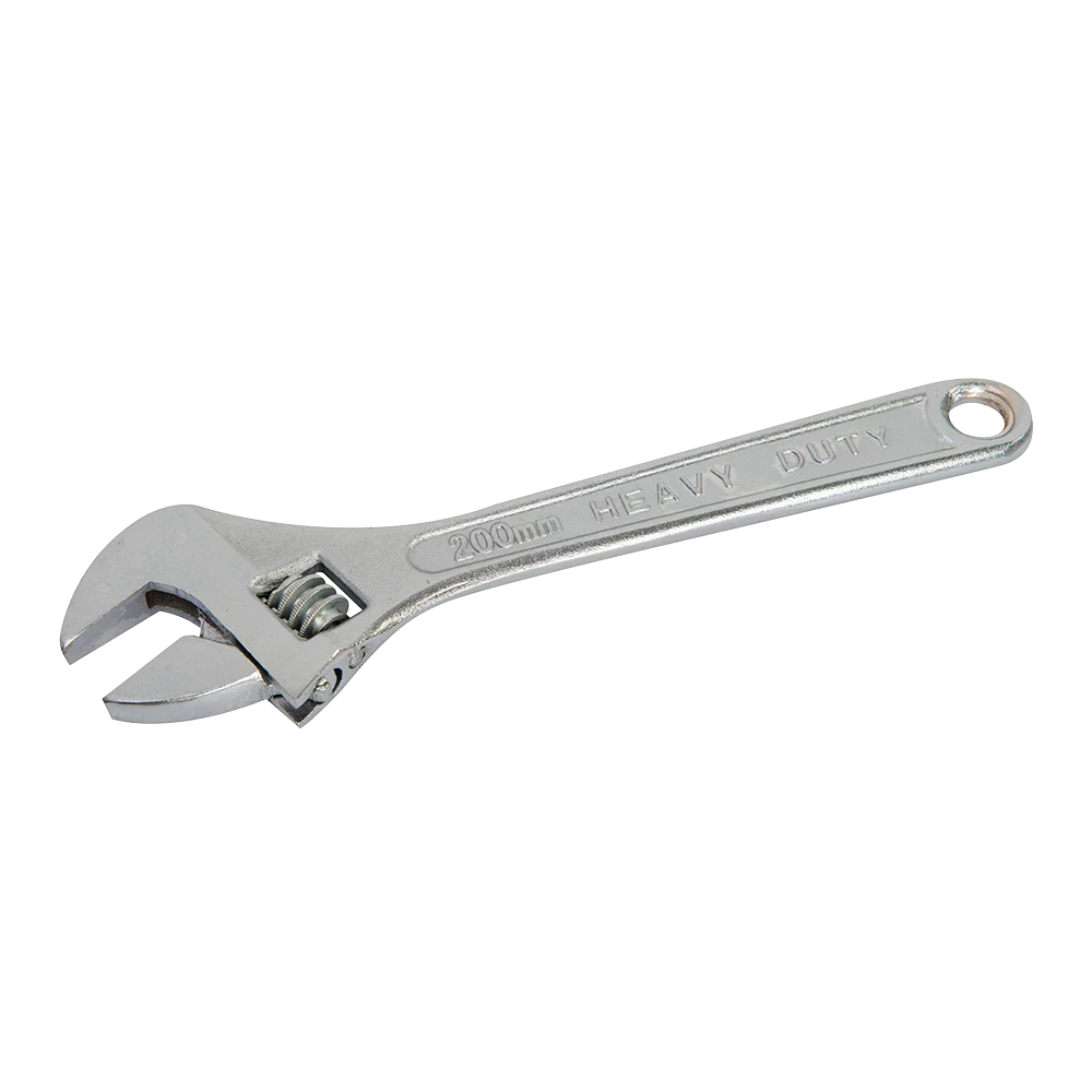 Silverline 200mm Adjustable Wrench Polished Jaw 22mm Capacity Drop-Forged