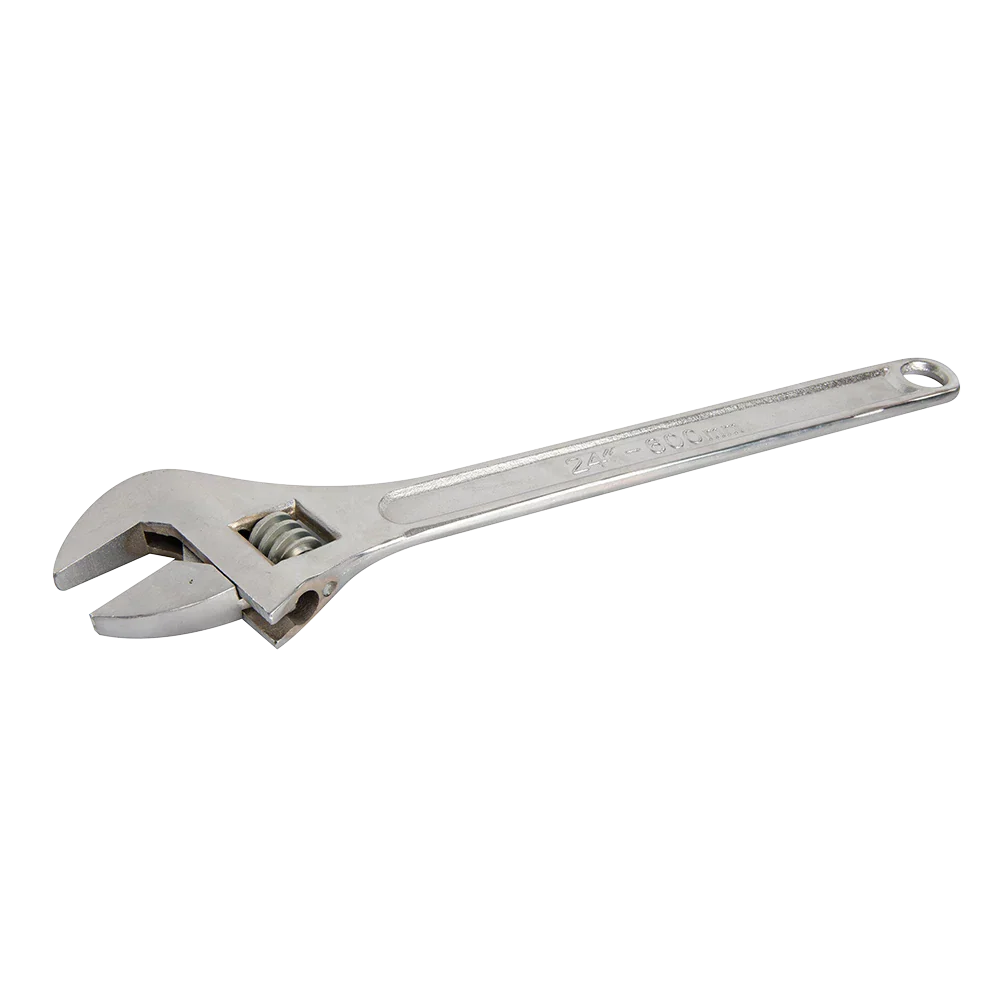 Silverline 600mm Adjustable Wrench Polished Jaw Smooth Adjustment Carbon Steel