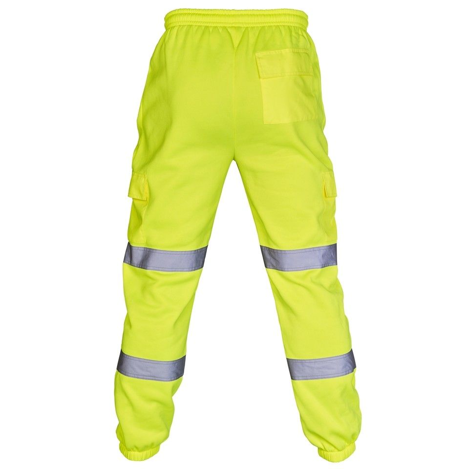 Supertouch Hi Vis Yellow Two Tone Jogging Bottoms Slim Fit Reflective Tape
