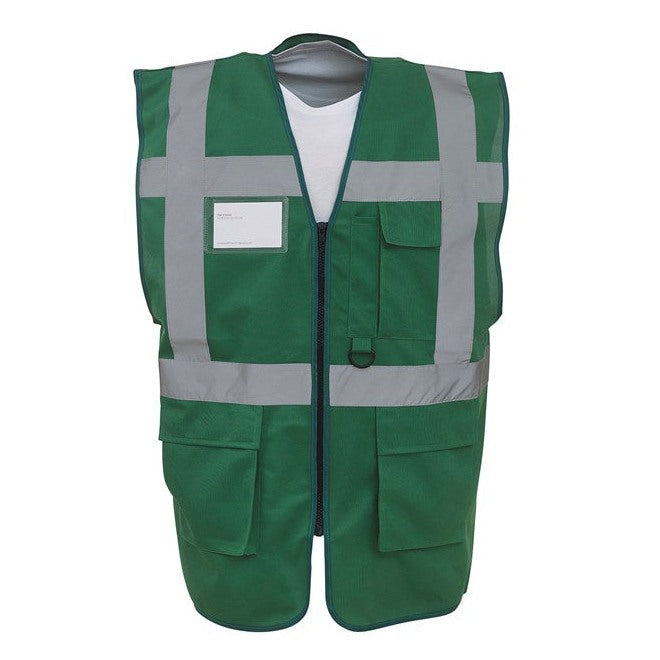 Yoko Hi-Vis Executive Waistcoat Paramedic Green Multi-Functional Safety Vest
