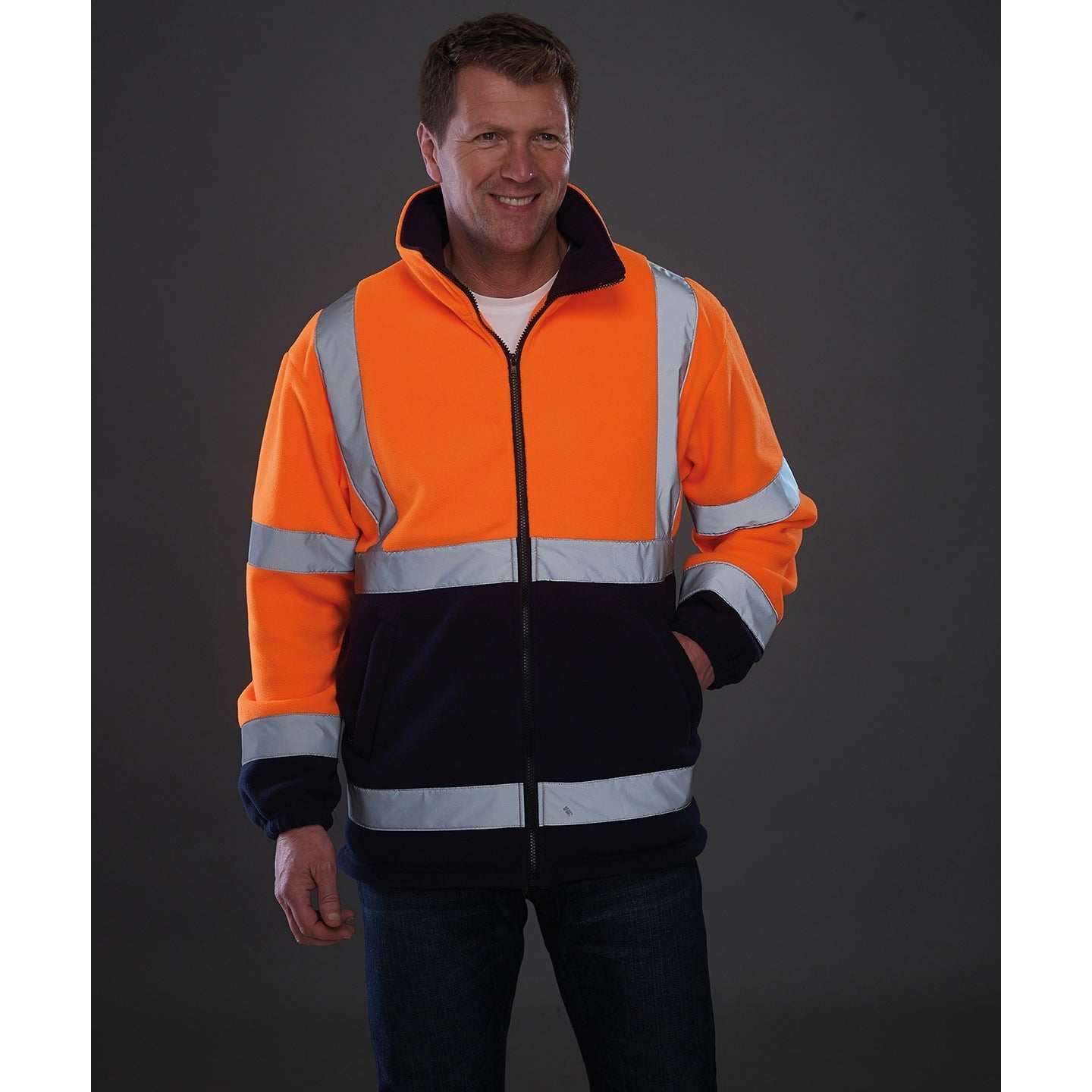 Yoko Hi-Vis Heavyweight Fleece Jacket Class 3 with Reflective Tapes, Thermal