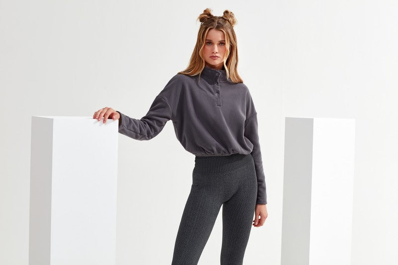 Women's TriDri Cropped Fleece High Neck Elasticated Waist Athleisure Top