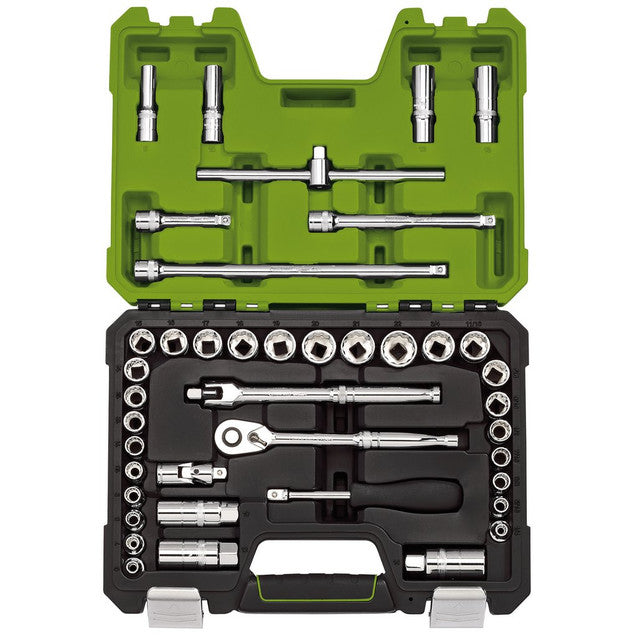 Draper Expert 41 Piece 3/8" Sq. Dr. MM/AF Socket Set with Ratchet & Case
