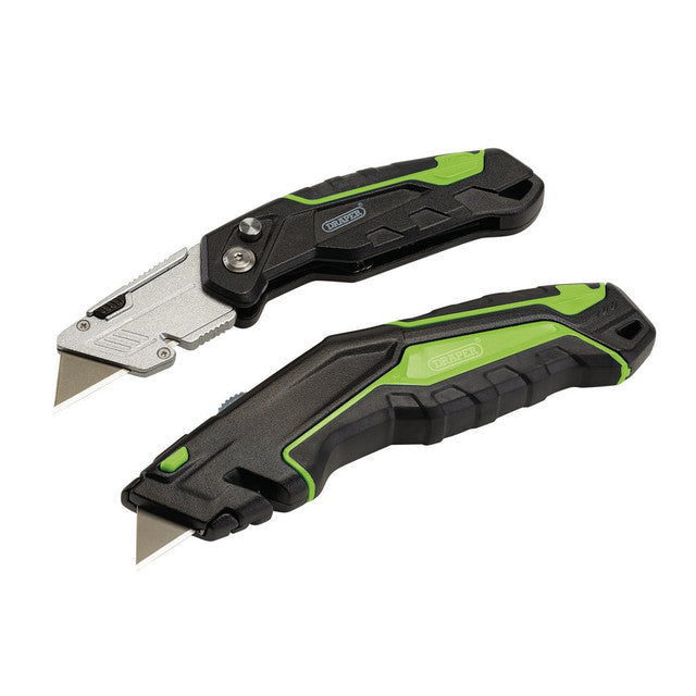 Draper Tools Retractable Folding Trimming Knife Set with 10 SK2 Blades