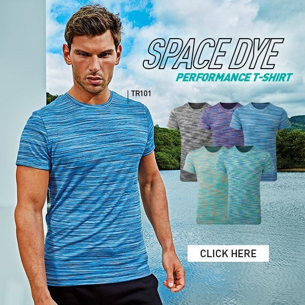 TriDri Space Dye Performance T-Shirt Lightweight Wicking Crew Neck Short Sleeve