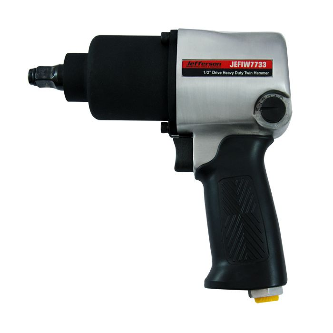 Jefferson Tools 1/2" Air Impact Wrench Twin Hammer Torque Control Rubber Grip