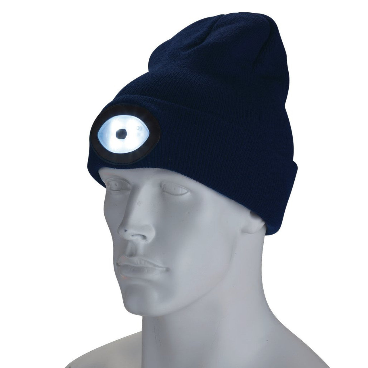 Draper Tools Navy Blue Beanie Hat with Rechargeable LED Torch 100 Lumens
