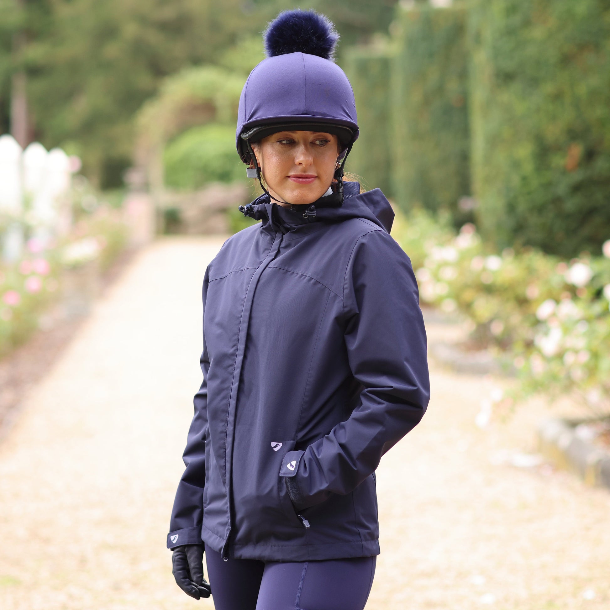 Shires Aubrion Ladies Cloudburst Raincoat #colour_navy-blue