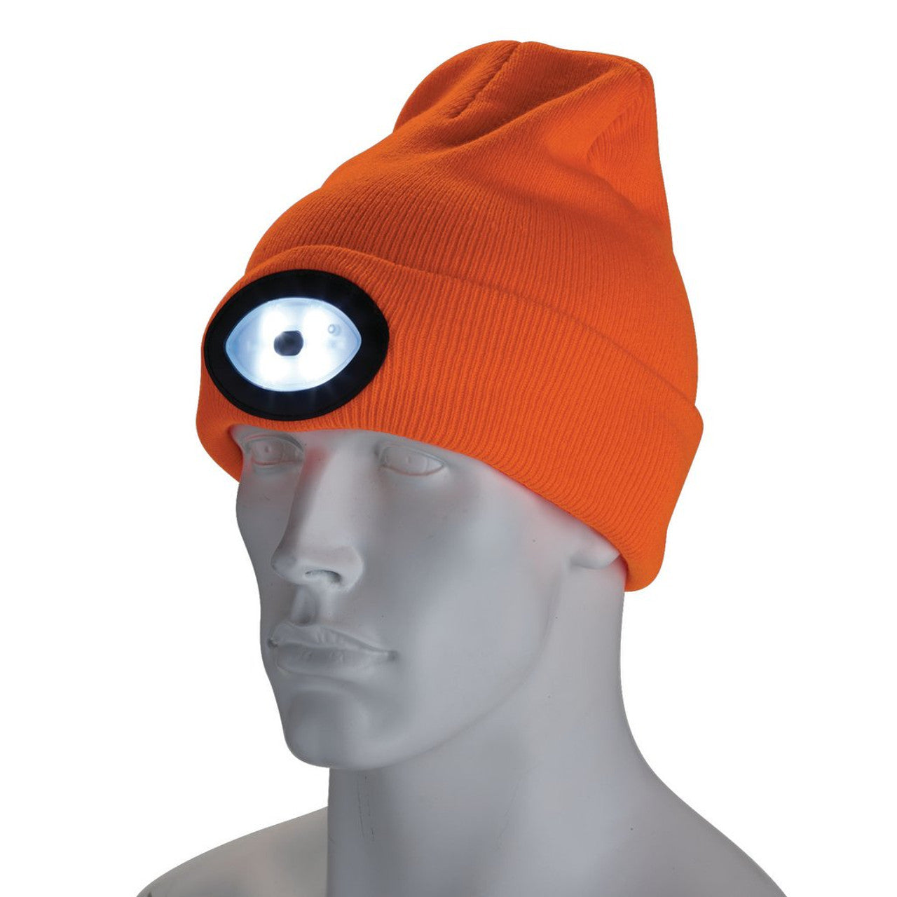 Draper Tools High-Vis Orange Beanie Hat with Rechargeable LED Torch 100 Lumens
