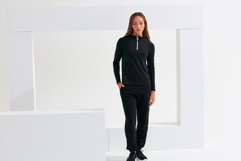 Women's TriDri Recycled Long Sleeve Â¼ Zip Top Brushed Inner Gym Layering