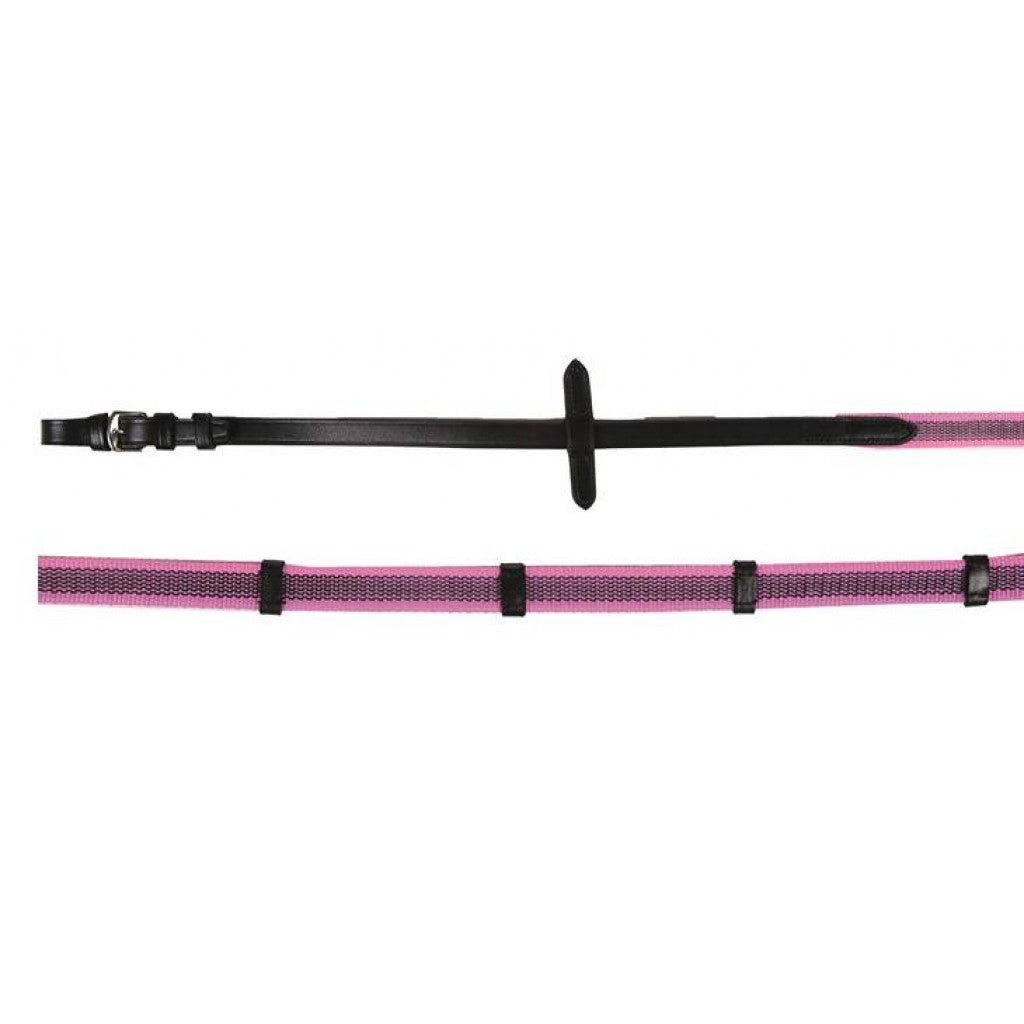 HKM Horse Reins -Colour- Interwoven With Rubber For Grip and Control